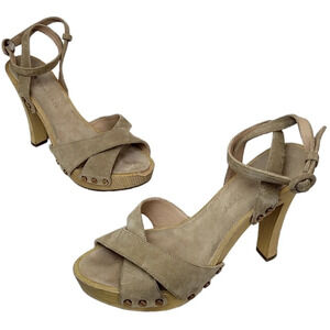 VERONICA BEARD LAMONT PLATFORM ANKLE STRAP SANDAL SAND BEIGE SUEDE